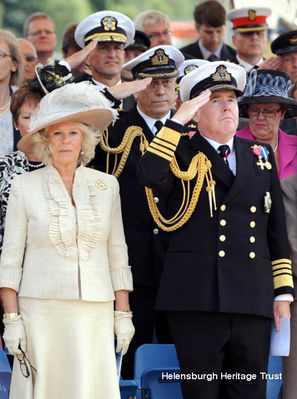 Duchess at Commissioning
Camilla, Duchess of Cornwall, is seen with the First Sea Lord, Admiral Sir Mark Stanhope, at the Commissioning ceremony at the Clyde Submarine Base at Faslane on August 27 2010 as the UK's most powerful attack submarine, HMS Astute, was welcomed into the Royal Navy. The Duchess is the sub's Patron, and during the ceremony Astute officially became 'Her Majesty's Ship'. Photo copyright Royal Navy.

