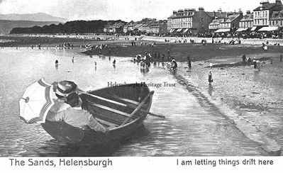 Helensburgh Sands
An imaginative and humorous postcard from the early 1900s featuring Helensburgh beach in days gone by.
