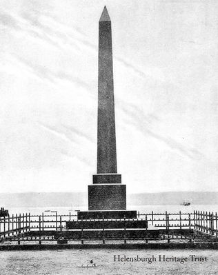 The Henry Bell monument
The monument to steamship pioneer Henry Bell, Helensburgh's first Provost, on the seafront at the foot of James Street. Image date unknown.
