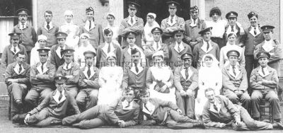 Hermitage Hospital
Nurses and servicemen are pictured outside the World War One Hermitage House Auxiliary Military Hospital in 1917. Originally the home of the Cramb family, who sold what was then called Cramb Park to the Town Council in 1911 for Â£3,750, the mansion became an annexe to Hermitage School after the war. After 1926 it became a council workshop and store, and it was eventually demolished in 1963.
