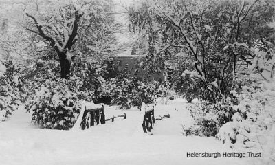 1915 image of deep snow in Hermitage Park, Helensburgh.
