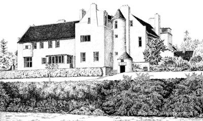 Hill House sketch
A 1991 pen and ink sketch of the Charles Rennie Mackintosh mansion Hill House in Upper Colquhoun Street by university lecturer, landscape architect and designer Susan McFadzean, wife of architect Ronald McFadzean, author of ‘The Life and Work of Alexander Thomson’. It is a limited edition print, and is available from her at her home, 45 Earlspark Drive, Bieldside, Aberdeen, AB15 9AH. An unmounted print is £14.99 plus £2.99 postage and packing.
