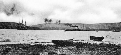 Gareloch view
A view of the Gareloch from near Kidston Park showing a steamer which has just passed the Training Ship Empress. Image circa 1912.
