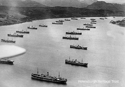 Laid up ships
Merchant shipping laid up in the Gareloch during the depression. Image circa 1929.
