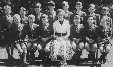 Larchfield class
A class at Helensburgh's Larchfield School in Colquhoun Street circa 1957. The teacher is Mrs Simpson. Image supplied by Robert Whitton whose father, the Rev R.A.Whitton, was minister of St Michael and All Angels Church from 1951-9.
