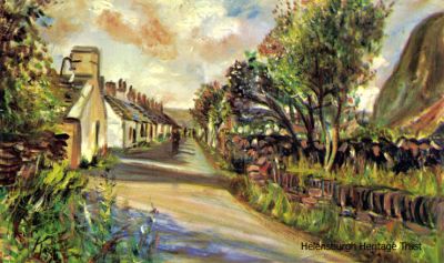 Luss village
Poet, artist and composer C.John Taylor (1915-98) painted this Luss village scene in oils, and it was used as a souvenir postcard to mark the village being used by Scottish Television as the location for the TV soap 'Take The High Road', which ran from 1980 to 2003. The Stockport-born artist lived on Seil Island near Oban for much of his life, and had a branch of his Highland Arts Exhibition business in Luss. Image circa 1990.
