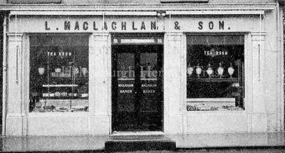 L.MacLachlan & Son Tea Room
Established in 1798, this firm of family bakers and confectioners had premises at 23 West Clyde Street, Quay Head, Helensburgh (above), and also at Roslyn Place, Garelochhead. They also catered for picnic parties. Image circa 1910.
