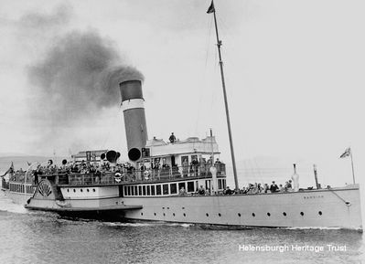 P.S. Marmion
Launched on May 5 1906 at A. & J.Inglis at Pointhouse, Glasgow, the 403 ton Marmion was used on the Craigendoran to Arrochar and Loch Goil service for the North British Steam Packet Company. She was requisitioned for mineweeping at Dover from 1915 as HMS Marmion II, and returned to regular Clyde service in 1926. Again she was requisitioned for war service, stationed at Harwich. After surviving the Dunkirk evacuation, she was sunk by enemy bombers at Harwich on April 8 1941 and was later raised and scrapped.
