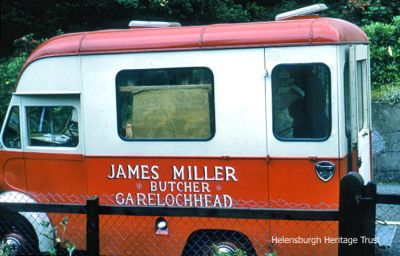 Mobile butcher
This 1960s image shows the van used by Garelochhead butcher James Miller to trade around the district. Image supplied by Winnie Bolton Miller.
