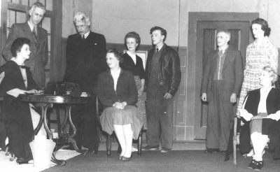 Mystery Play
The cast of an unknown Helensburgh Theatre Arts Club play, including Tom Gallacher (4th from right) who went on to become a leading Scottish playwright. Date unknown.

