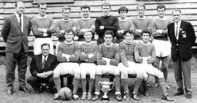 Rhu Amateurs
The Rhu Amateurs team and officials Ian McKay, Donny Thomson and Richard Don in August 1966. Captain Finlay Colquhoun is front row centre, with Joe McKell on his right. The back row includes Alistair Glendye, Billy Goodall, keeper Finlay MacDonald, and Jim Shields.
