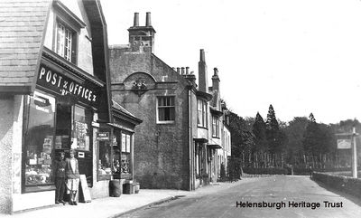 Rhu Post Office
An old picture of Rhu Post Office, date unknown. David Winton left his job with the Post Office in Arbroath about 1910 as he was becoming blind, and he and his wife moved to Rhu where they were Postmaster and Postmistress until the mid-1950s. Beyond is the Rhu Inn, then known as the Colquhoun Arms. Image supplied by their great grandson, Alistair Quinlan.

