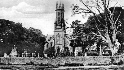 Row Parish Church
A 1904 image of Rhu â€” then Row â€” Parish Church. It dates from 1851 and stands on the site of an 18th century predecessor. Amongst those buried in the kirkyard is Henry Bell, whose Comet was the world's first commercially successful steamship. In 1851 the marine engineer Robert Napier built the statue which today marks Bell's grave.
