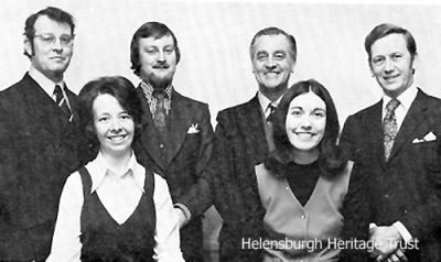Oklahoma
Eric McKenzie, Gordon Hanning, James Gow, Craig Rankin, Marjorie Fullerton and Helen Donaldson from the cast of the 1976 Helensburgh Amateur Operatic Society production of Oklahoma in the Victoria Hall. Image from the show programme supplied by Russell Moffatt through the Helensburgh Memories Facebook page.
