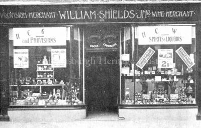 East End Grocery
The 89 East Clyde Street premises of William Shields Jnr., family grocer, provision, tea and wine merchant, who also had a branch at Dunoon. The speciality was 'Nourish Invalid Stout", and his slogan was 'Quality the True Test of Cheapness'. Image circa 1910.
