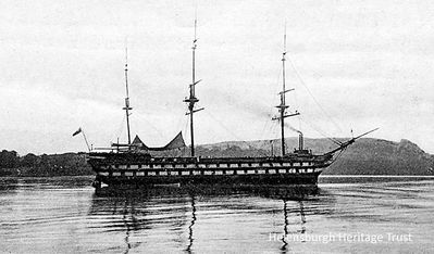 TS Empress
The training ship Empress moored in the Gareloch off Rhu. She was the second of two charitable training ships for boys, and was in the Gareloch from 1889 until the 1920s, with staff giving a tough and sometimes brutal training to the 300 boys on board at any time. Image circa 1902.
