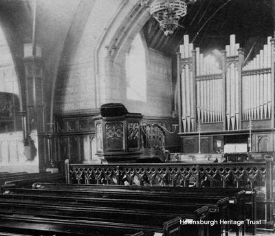 West UF Church interior
The interior of the West United Free Church in Colquhoun Square in 1903. Later it became St Andrew's Church of Scotland, then Old and St Andrew's, then the West Kirk, and now Helensburgh Parish Church. Image supplied by a former minister of the church, the Rev David Clark.

